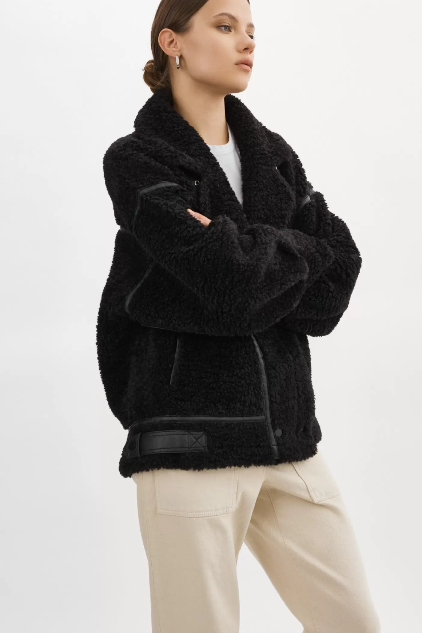 LAMARQUE BADU | Veste Oversize En Fausse Peau De Mouton Noir Fashion