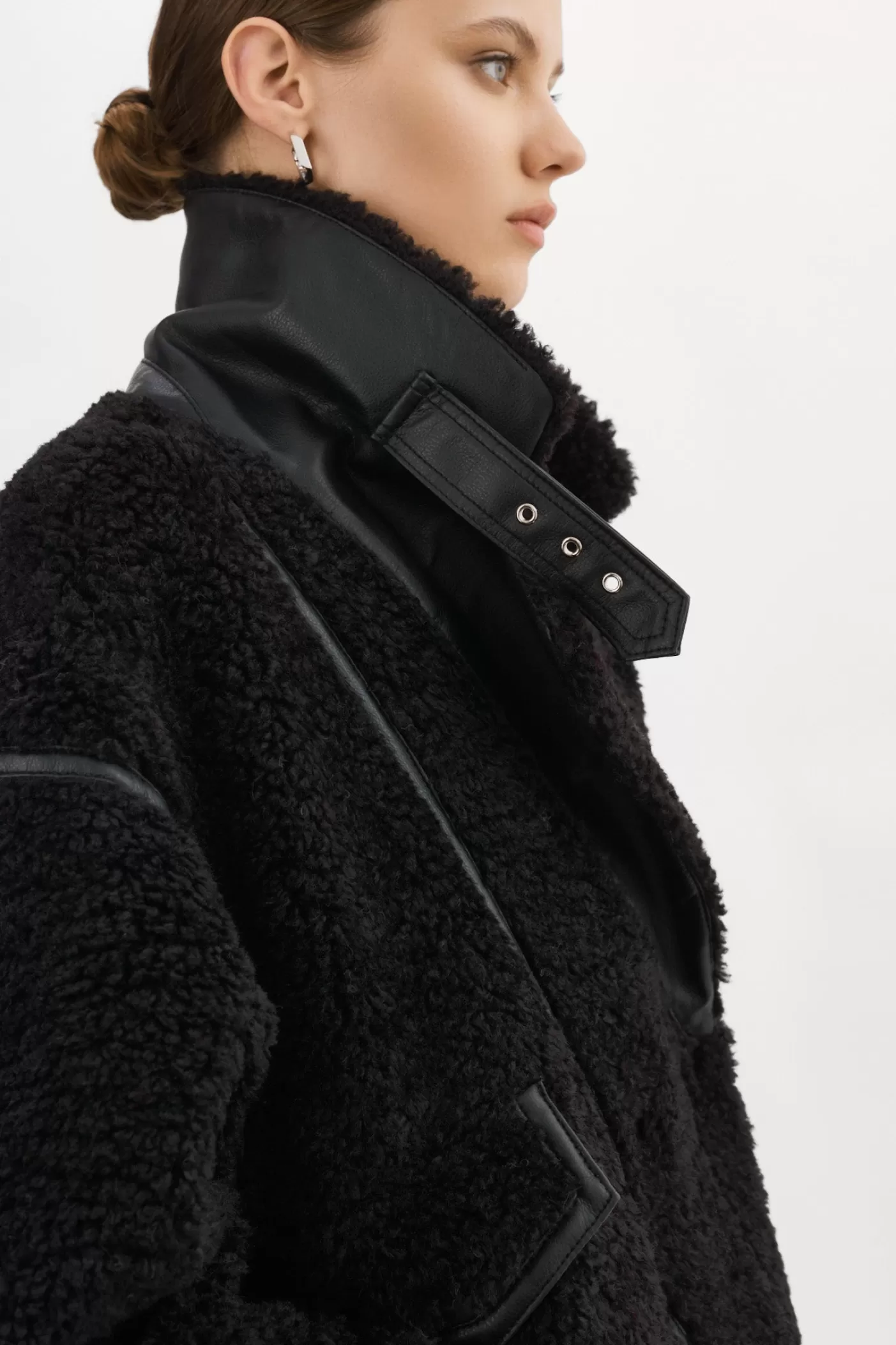 LAMARQUE BADU | Veste Oversize En Fausse Peau De Mouton Noir Fashion