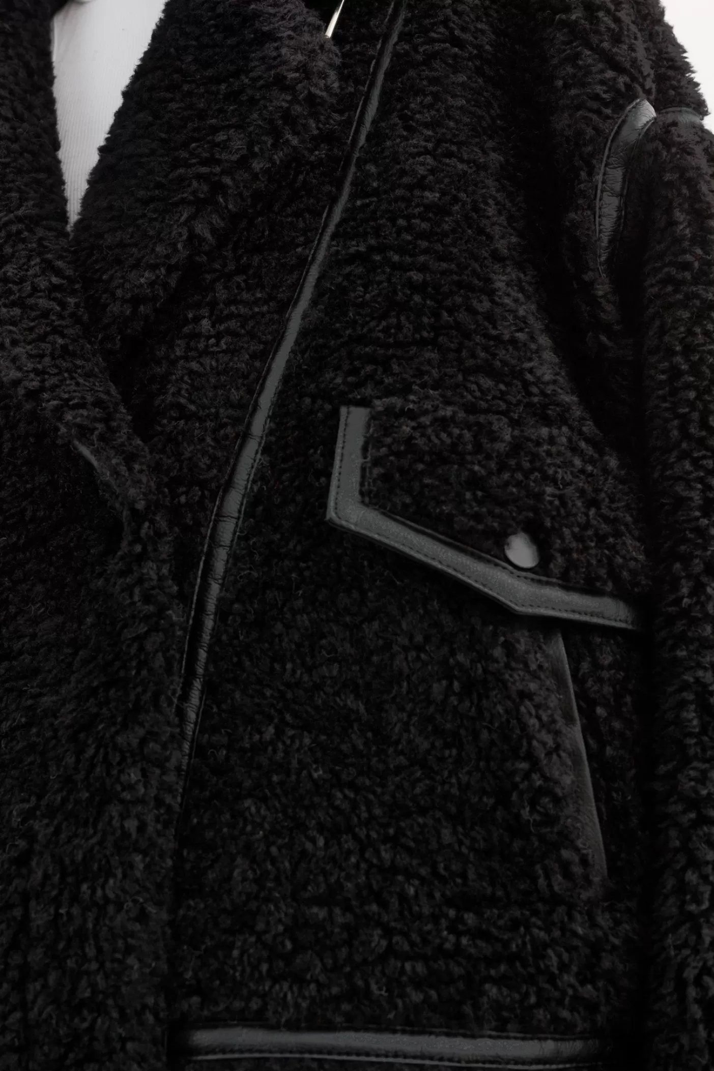 LAMARQUE BADU | Veste Oversize En Fausse Peau De Mouton Noir Fashion