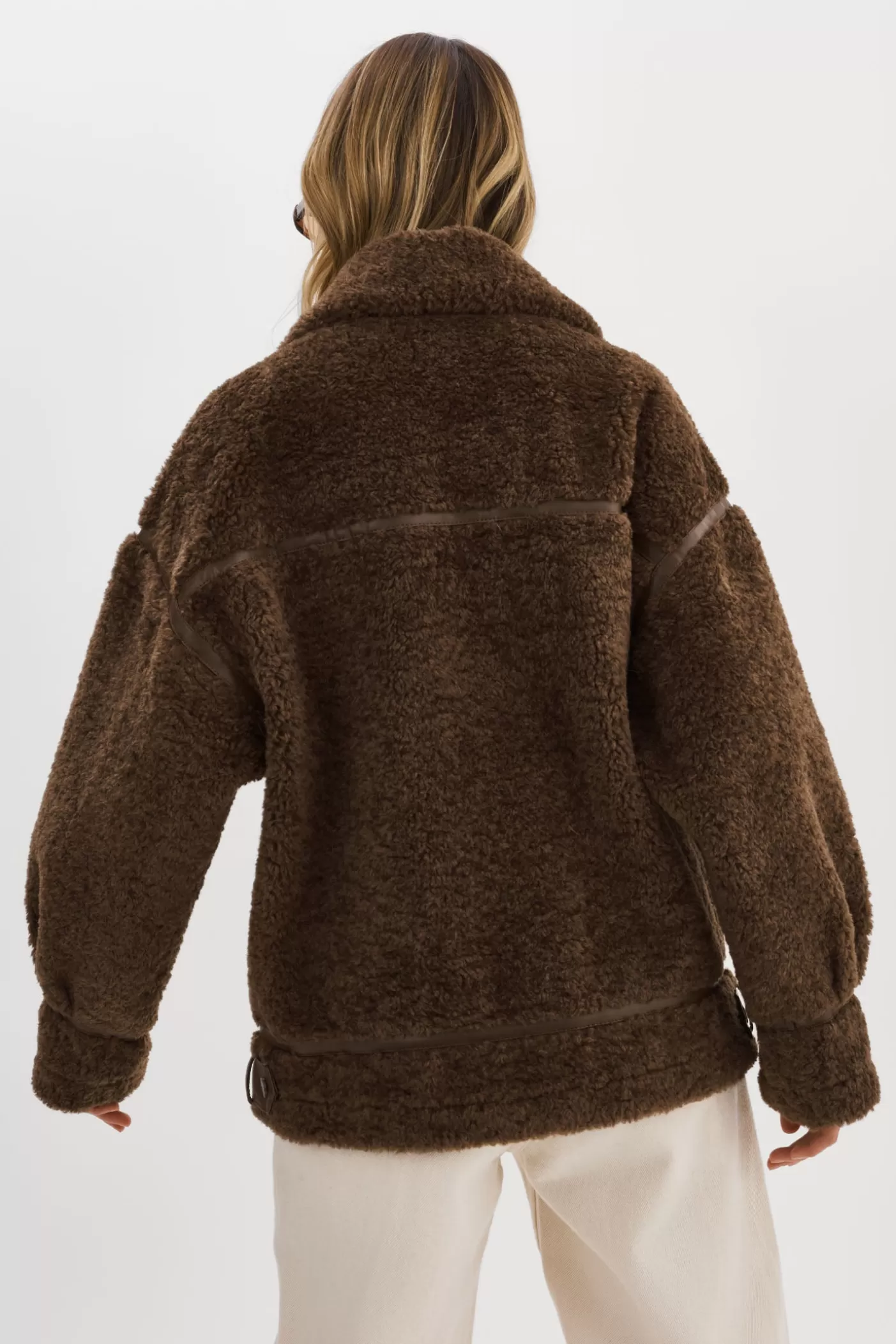 LAMARQUE BADU | Veste Oversize En Fausse Peau De Mouton Brun Cheap