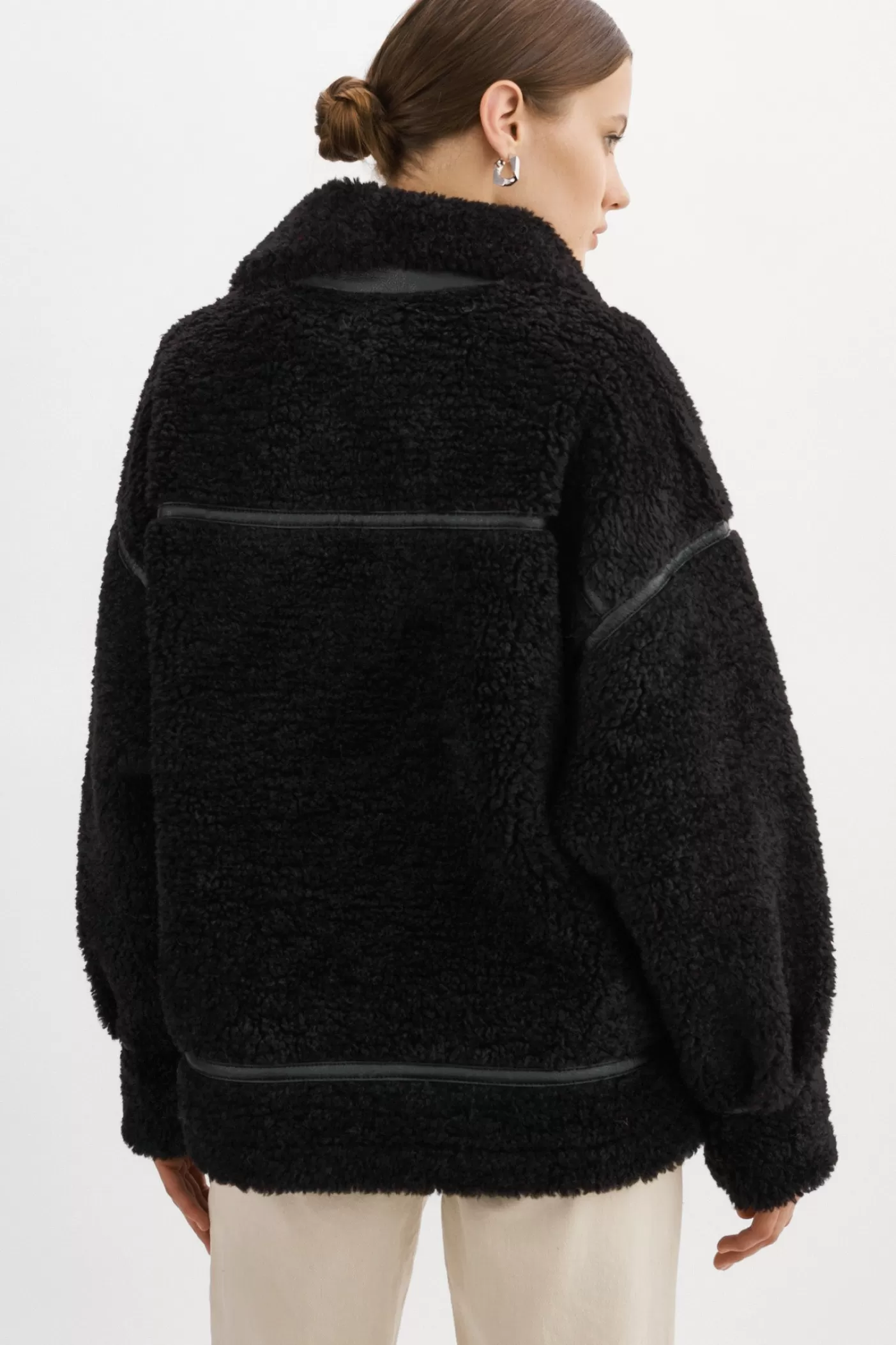 LAMARQUE BADU | Veste Oversize En Fausse Peau De Mouton Noir Fashion