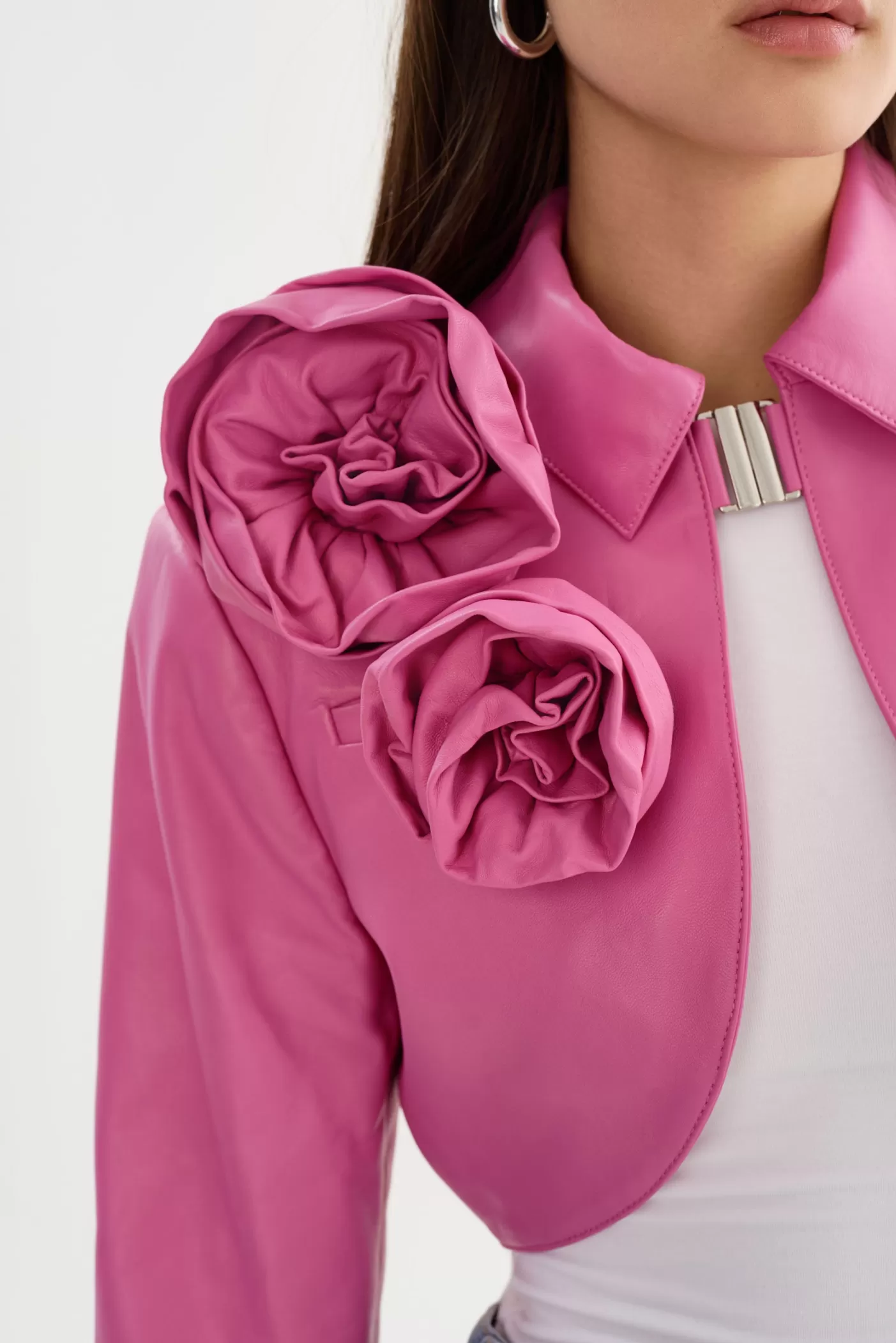 LAMARQUE CALISTA | Appliqué Leather Bolero Super Pink Store