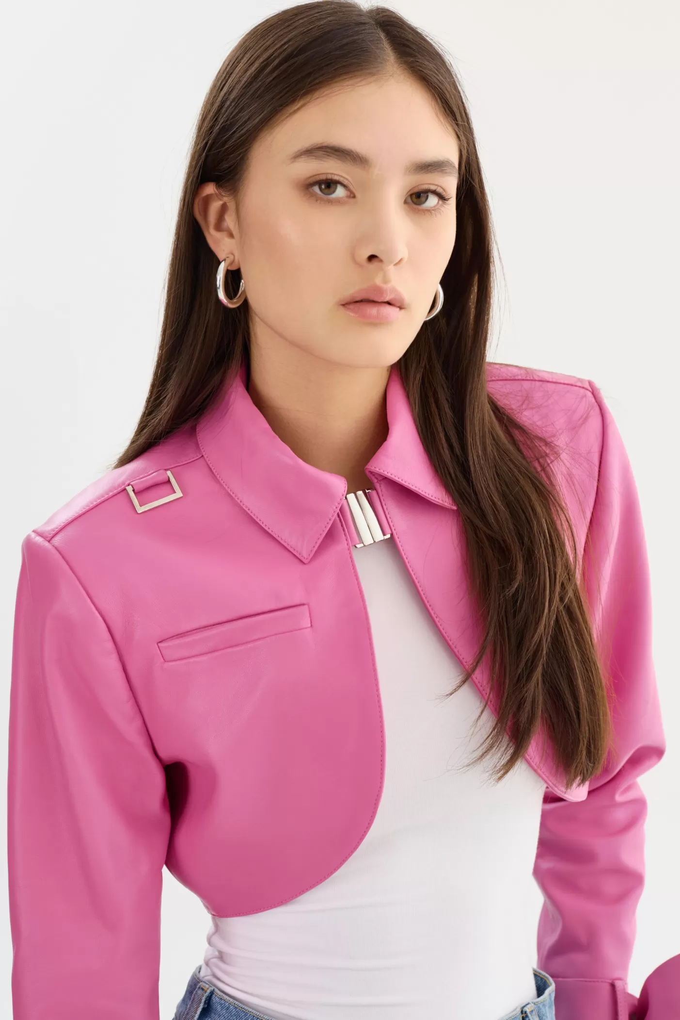 LAMARQUE CALISTA | Appliqué Leather Bolero Super Pink Store