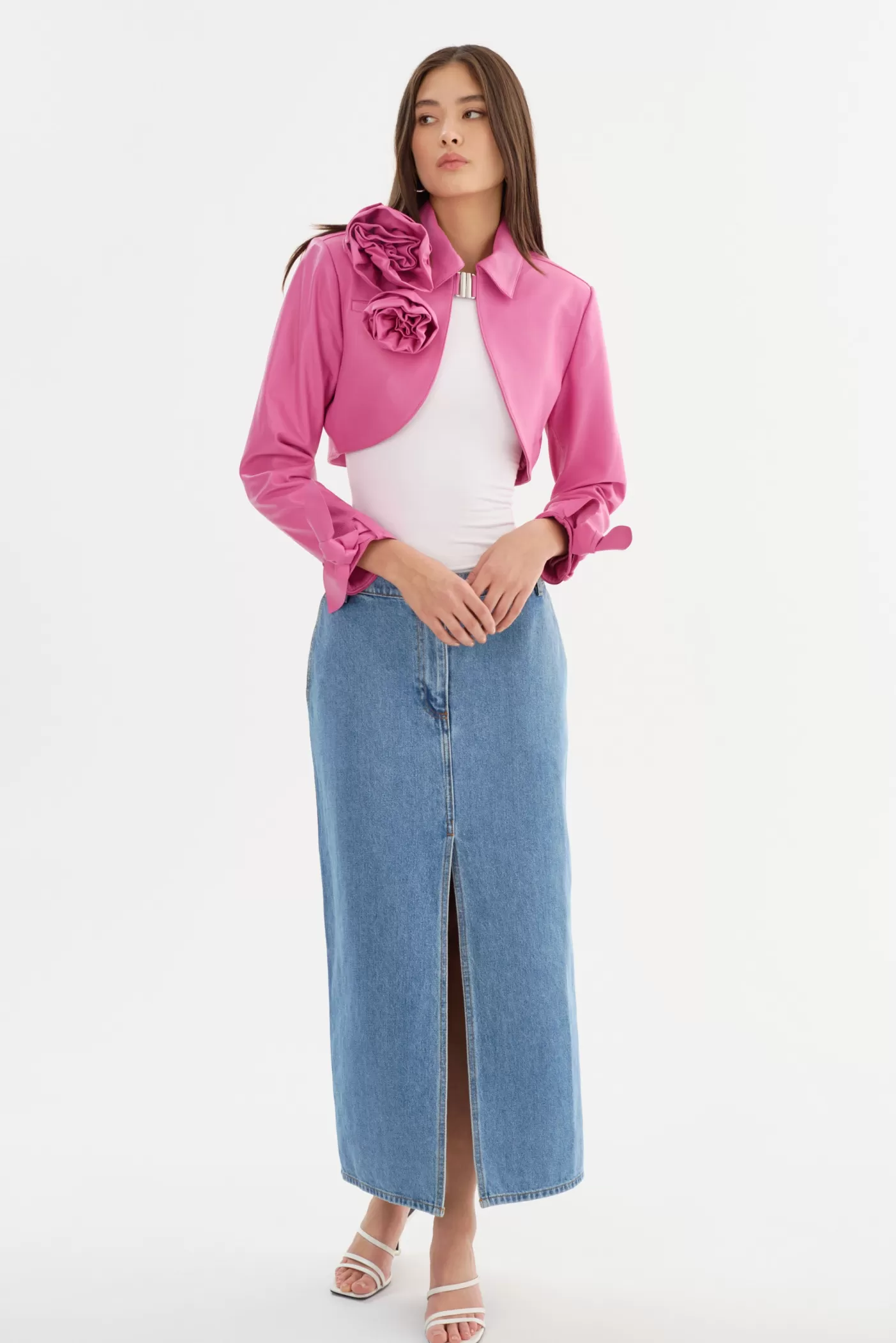 LAMARQUE CALISTA | Appliqué Leather Bolero Super Pink Store
