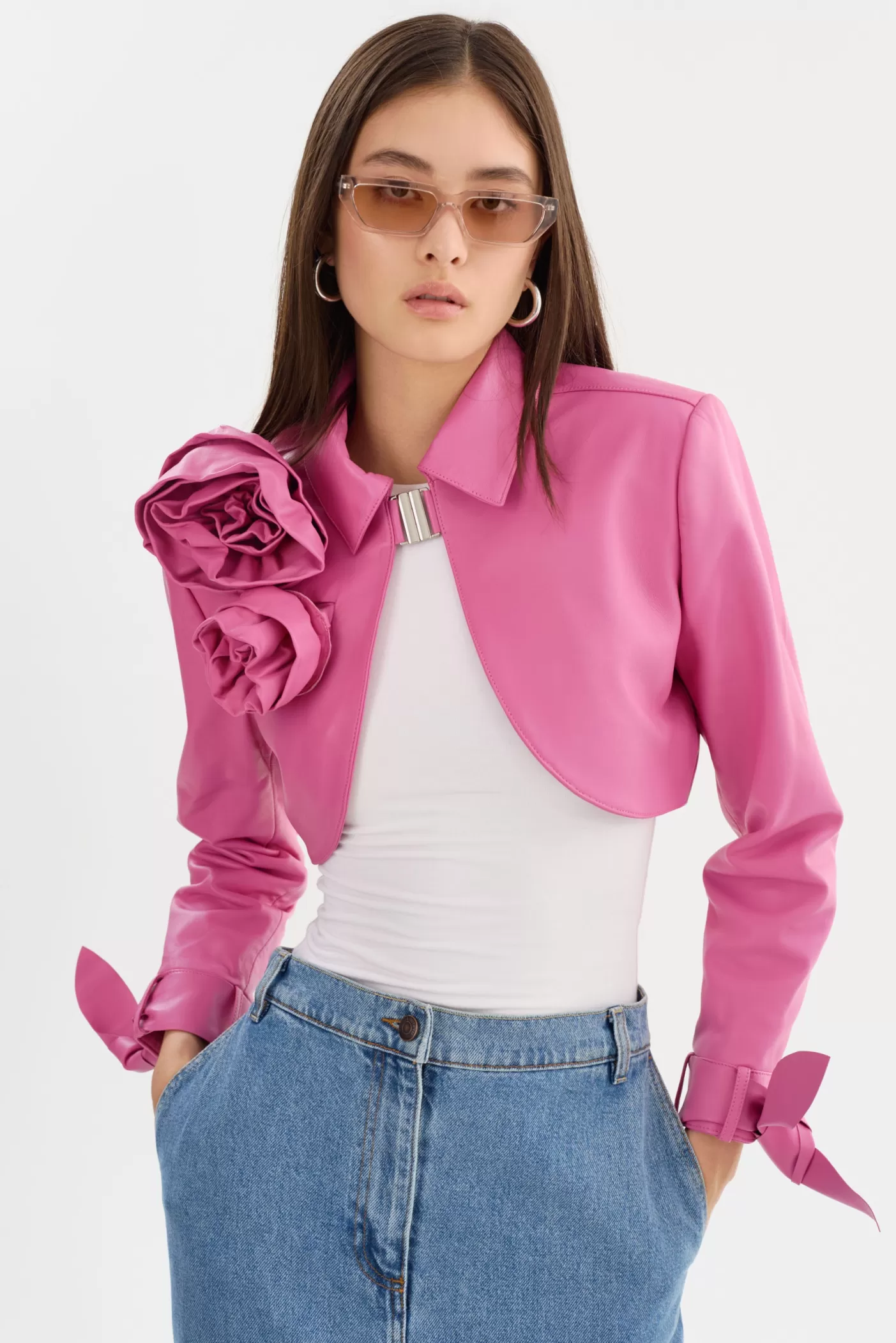 LAMARQUE CALISTA | Appliqué Leather Bolero Super Pink Store