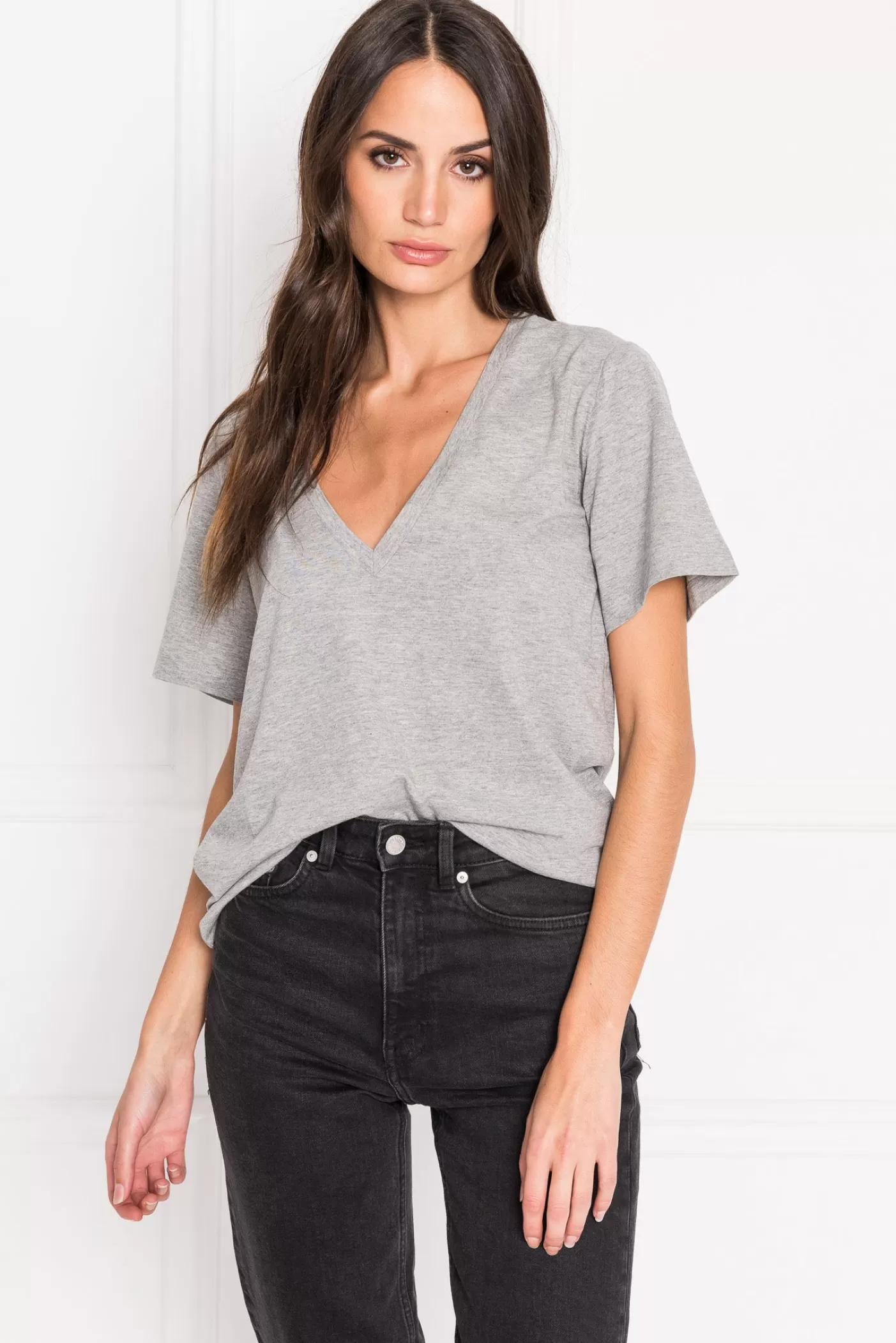 LAMARQUE CECILIA T-shirt Décolleté Plongeant Gris Gris chiné Flash Sale