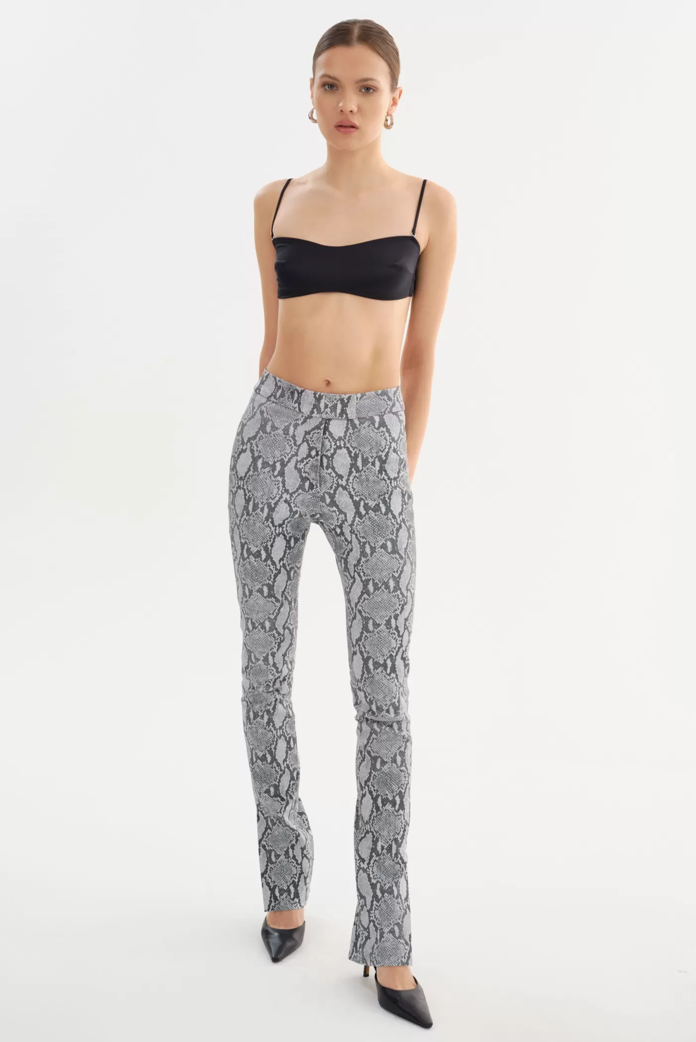 LAMARQUE DAWN | Stretch Leather Pants Slate Snake Print Store