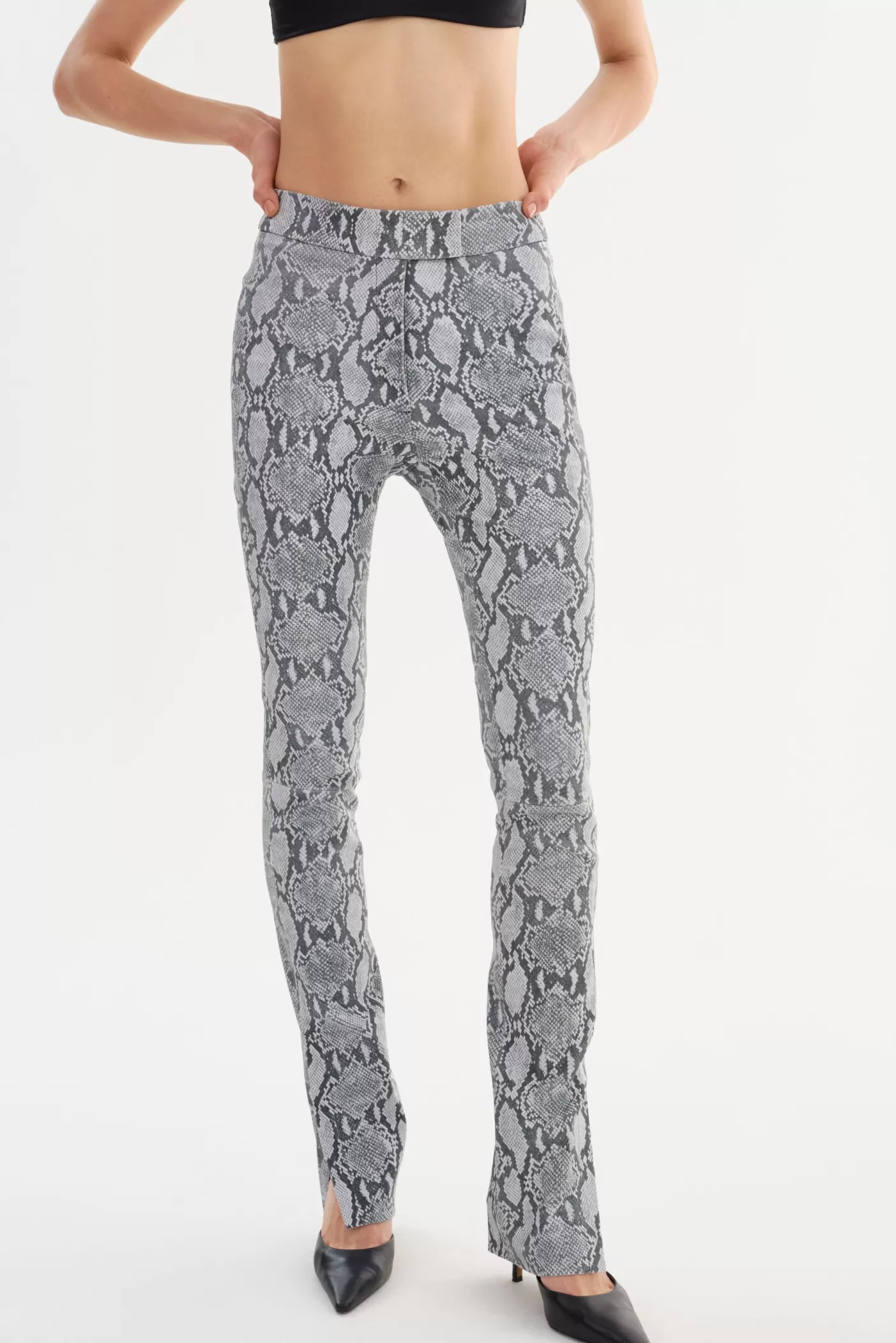 LAMARQUE DAWN | Stretch Leather Pants Slate Snake Print Store