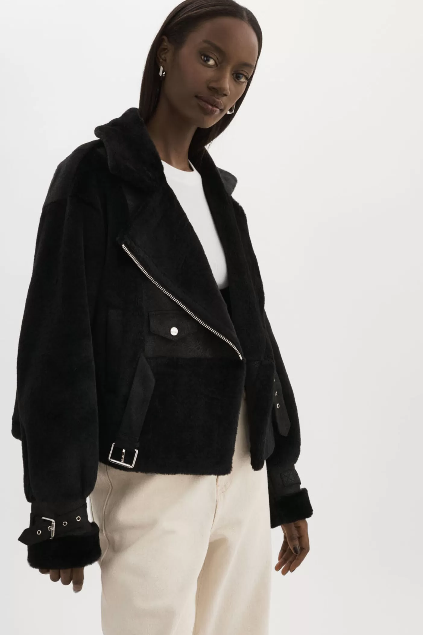 LAMARQUE ELODY | Veste En Fausse Fourrure Noir / noir Discount