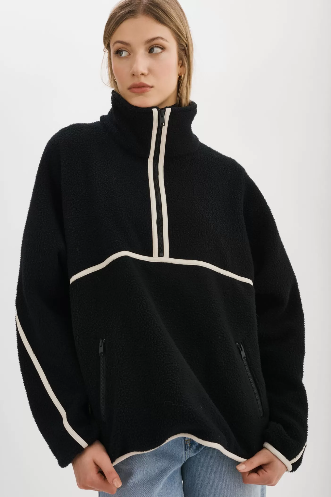 LAMARQUE HELSA | Pull En Polaire Noir/Ivoire Cheap