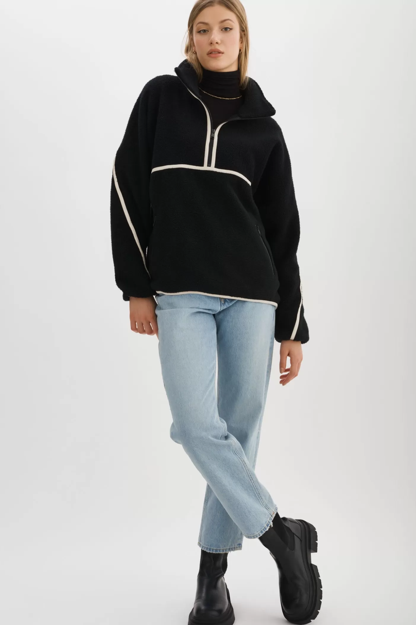 LAMARQUE HELSA | Pull En Polaire Noir/Ivoire Cheap