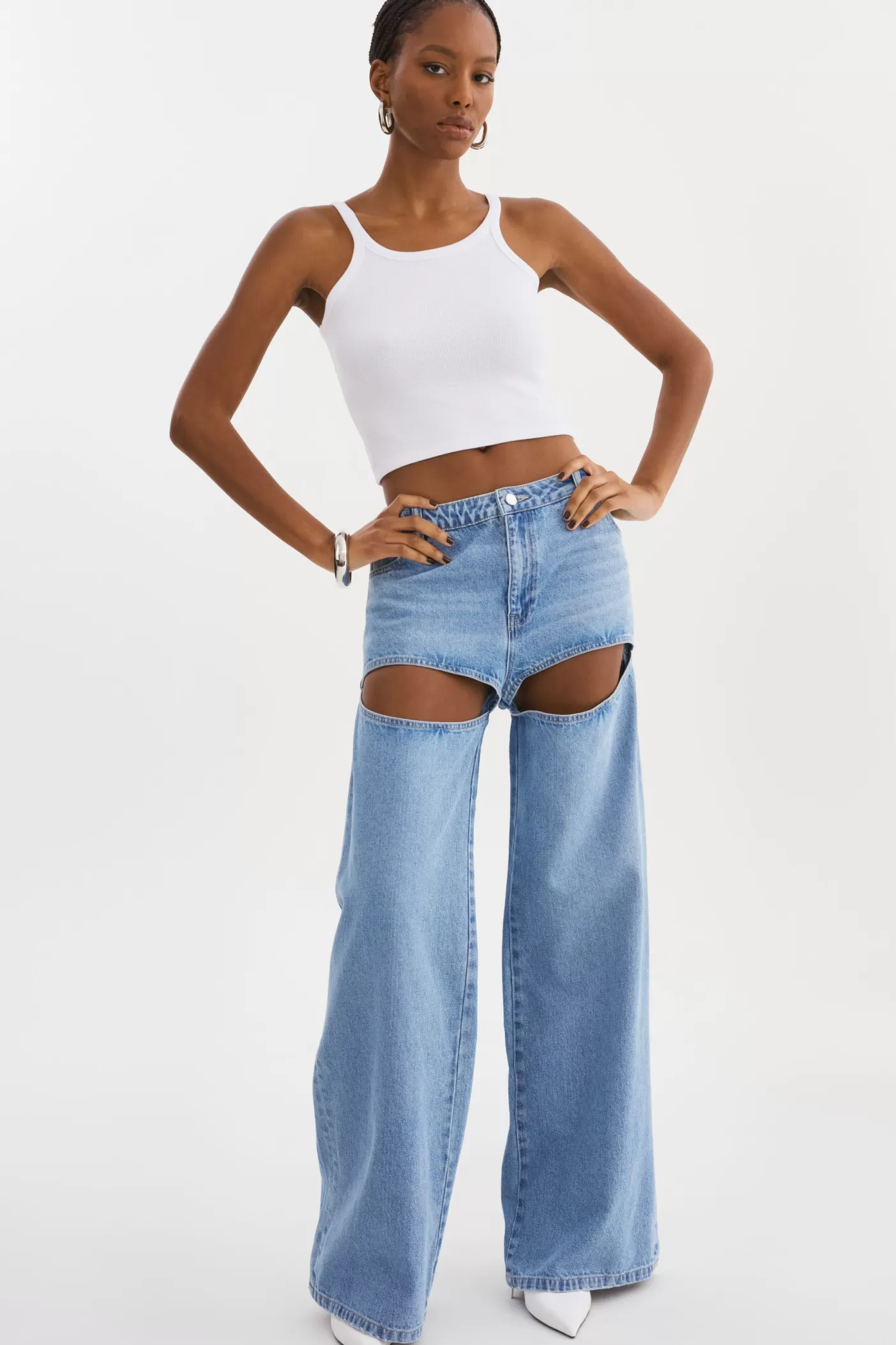LAMARQUE JAYLENE | Denim Cut-Out Jeans Light Blue Wash Discount