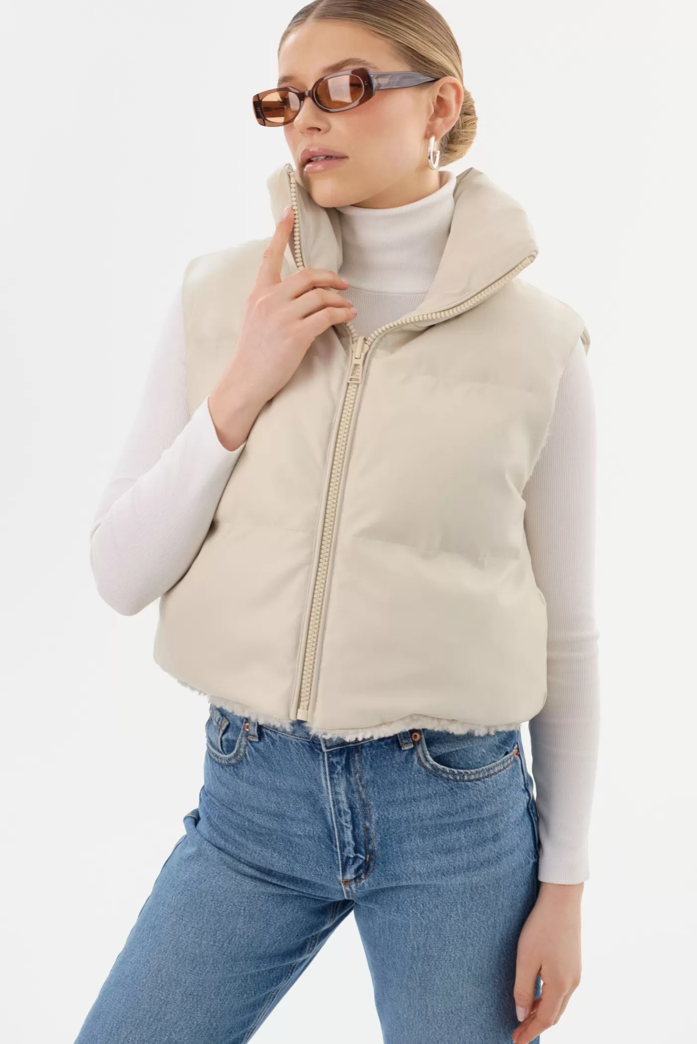 LAMARQUE MELICIA | Reversible Puffer Vest Bone/Ecru Shop